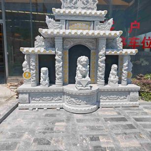 常德芝麻白中国黑石材套墓 花岗岩墓碑