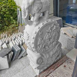 常德芝麻白抱鼓石 庭院抱鼓石